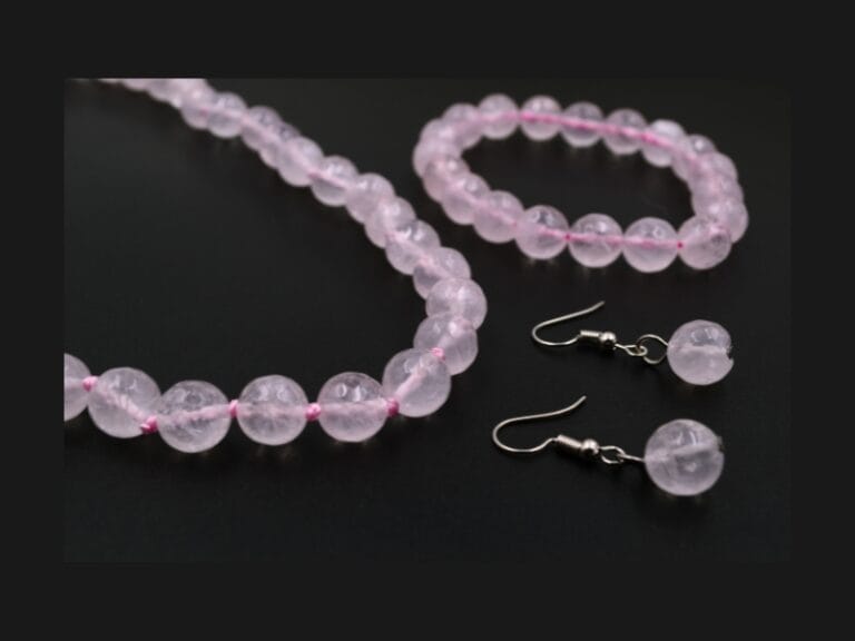 Set din Cuart Roz, forma bila fatetata de 10 mm.