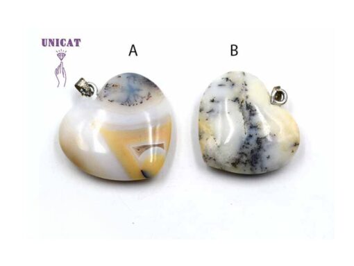 Pandant Inima Opal Dendritic Merlinit forma inima slefuita de aprox. 4,5 cm si accesorii metalice (nu contin Nichel).