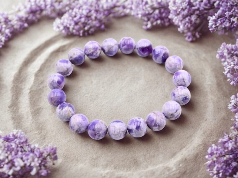 Bratara din Opal Tiffany Calitate 1, forma bila slefuita de aprox. 11 mm, insirata pe elastic.